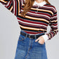 Ladies fashion long sleeve multi striped dty brushed shirts