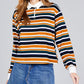 Ladies fashion plus size long sleeve multi striped dty brushed shirts