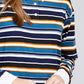 Ladies fashion plus size long sleeve multi striped dty brushed shirts