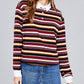 Ladies fashion plus size long sleeve multi striped dty brushed shirts