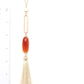 Cut Out Long Oval Bead Tassel Pendant Necklace