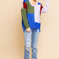 Color Blocked Long Sleeve V-neck Knit Pullover Sweater