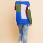 Color Blocked Long Sleeve V-neck Knit Pullover Sweater