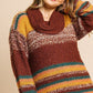 Multicolor Striped Fuzzy Knit Long Sleeve Pullover