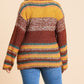 Multicolor Striped Fuzzy Knit Long Sleeve Pullover