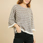 Heathered Striped Knit Bell Sleeve Round Neck Top