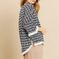 Heathered Striped Knit Bell Sleeve Round Neck Top