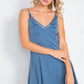 Seafoam Blue V-neck Satin Lace Trim Mini Chic Festival Dress