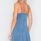 Seafoam Blue V-neck Satin Lace Trim Mini Chic Festival Dress