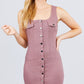 Sleeveless Deep Square Neck Button Down Detail Mini Woven Dress