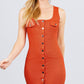 Sleeveless Deep Square Neck Button Down Detail Mini Woven Dress