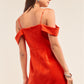 Tomato Red Sweetheart Neck Off The Shoulder Mini Dress