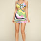 Multi Color Dress With Front Cut Out