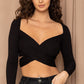 Ribbed Long Strap Wrap Tie Crop Top