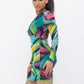 Long Sleeve Printed V-neck Dress