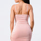 Luxe Soft Knit Ruched Spaghetti Strap Bodycon Dress