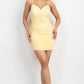 Shirred Bodycon Ruffled Trim Dress