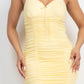 Shirred Bodycon Ruffled Trim Dress