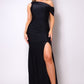 One Shoulder Draped Side Slit Maxi Dress