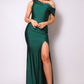 One Shoulder Draped Side Slit Maxi Dress