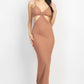 Cutout Back Slit V-neck Maxi Dress