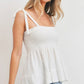 Smocking Bust With Self Tie Straps Sleeveless Waffle Top