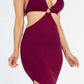 Cut-out Halter Neck Double Back Tie Split Thigh Midi Dress