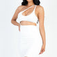 One Shoulder Cut-out Front Ruched Bodycon Mini Dress