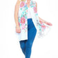 Floral Print, Open Front Vest With An Asymmetric Hem.