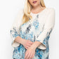 Print Top Featuring A Round Neckline And 3/4 Bell Sleeves