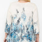 Print Top Featuring A Round Neckline And 3/4 Bell Sleeves