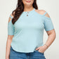 Plus Size, Solid Ribbed Cold Shoulder Top