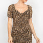 Ruched Leopard Print Bodycon Mini Dress