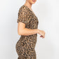 Ruched Leopard Print Bodycon Mini Dress