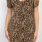 Ruched Leopard Print Bodycon Mini Dress