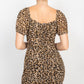 Ruched Leopard Print Bodycon Mini Dress