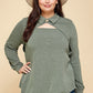 Plus Size Solid Long Sleeve Fashion Top