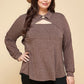 Plus Size Solid Long Sleeve Fashion Top