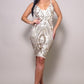 Spaghetti Strap Holiday Sequins Plunge Mini Dress