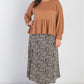 Plus Caramel Waffle Knit Back Button Detail Long Sleeve Top