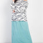 Plus White & Charcoal Zebra Flannel Cold Shoulder Long Sleeve Top