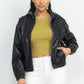 Faux Leather Hoodie Jacket