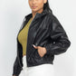 Faux Leather Hoodie Jacket