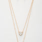 Double Crystal Metal Layered Necklace