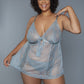 2 Pc Unlined Lace Cups Babydoll Sheer Mesh And Lace Front Panels Design