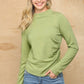 Solid And Cozy Soft Knit Mock Neck Top With Side Ruched Detail