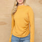 Solid And Cozy Soft Knit Mock Neck Top With Side Ruched Detail