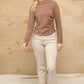 Solid And Cozy Soft Knit Mock Neck Top With Side Ruched Detail