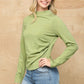 Solid And Cozy Soft Knit Mock Neck Top With Side Ruched Detail