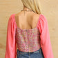 Tweed Bodice And Chiffon Square Top With Back Zipper